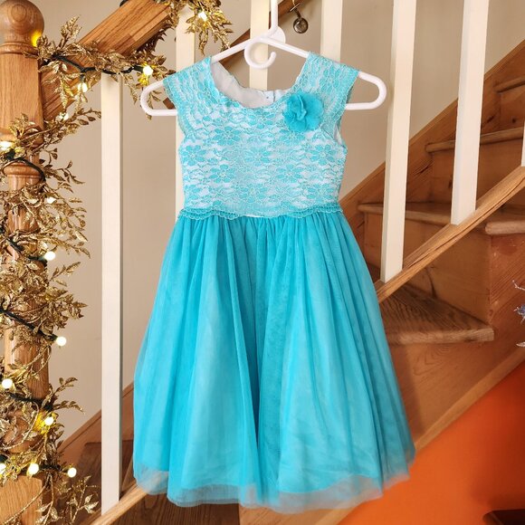 Beautiful Turquoise Party Dress for Girls (Age 7) – Jona Michelle - Picture 1 of 5